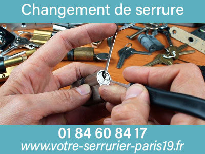 Changement de serrure Paris 19